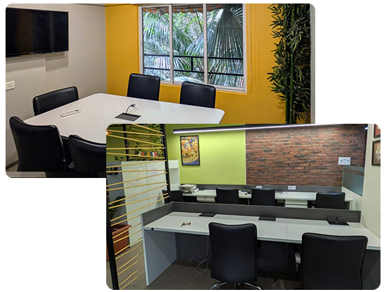 Wish2Work co-working space interior with modern workstations, comfortable seating, and professional amenities